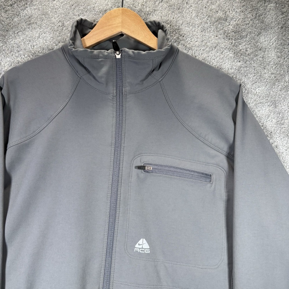 Vintage Nike ACG Jacket Men L Full Zip Gray Soft‎ Shell Fleece Lined Hiking Y2K